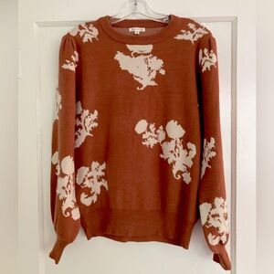 Tea n Rose Rust Floral Women's Sweater M